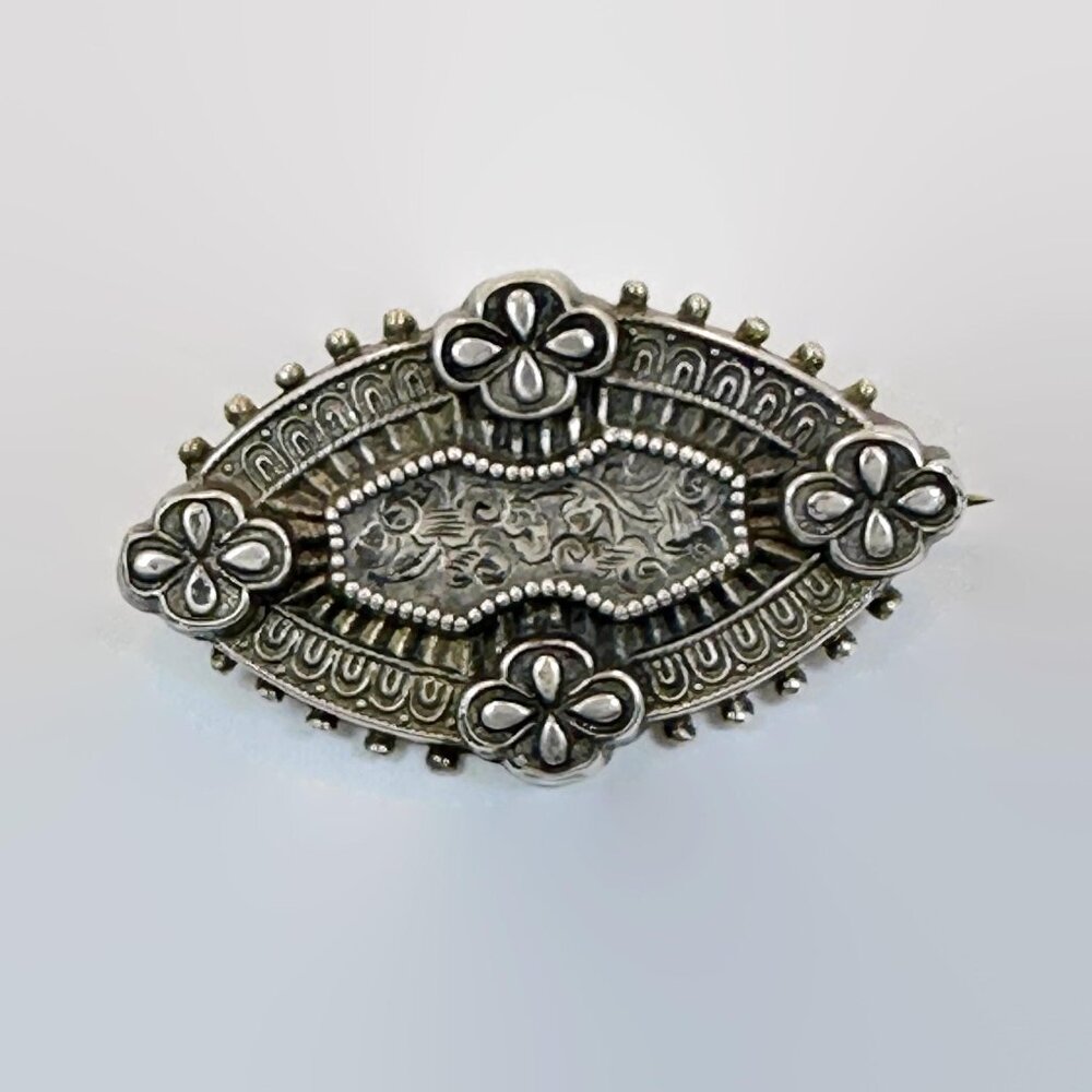 Antique, Victorian Brooch, Sterling Silver, Vintage